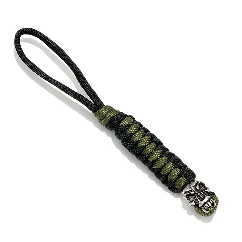 Supretu Punk Skull KeyChain Holder Men Women Navy Charm Weave Lanyard Survival Rope Car Keyring Knife Pendant Christmas Gifts