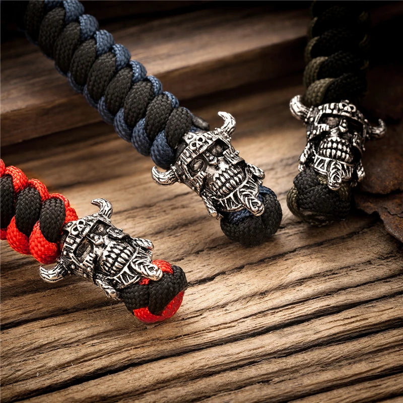 Supretu Retro Vikings Warrior Men Keychain Bag Knife Pendant Women Car Keyring Navy Survival Lanyard Rope Handmade Lucky Jewelry