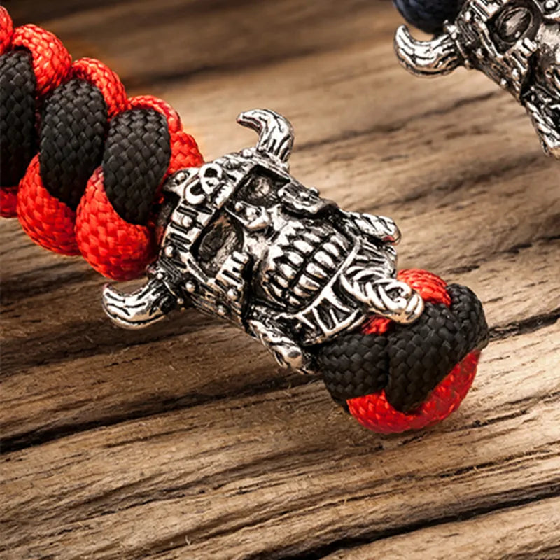 Supretu Retro Vikings Warrior Men Keychain Bag Knife Pendant Women Car Keyring Navy Survival Lanyard Rope Handmade Lucky Jewelry