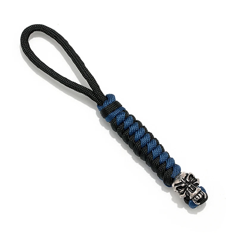 Supretu Punk Skull KeyChain Holder Men Women Navy Charm Weave Lanyard Survival Rope Car Keyring Knife Pendant Christmas Gifts