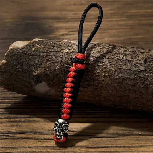 Supretu Punk Skull KeyChain Holder Men Women Navy Charm Weave Lanyard Survival Rope Car Keyring Knife Pendant Christmas Gifts